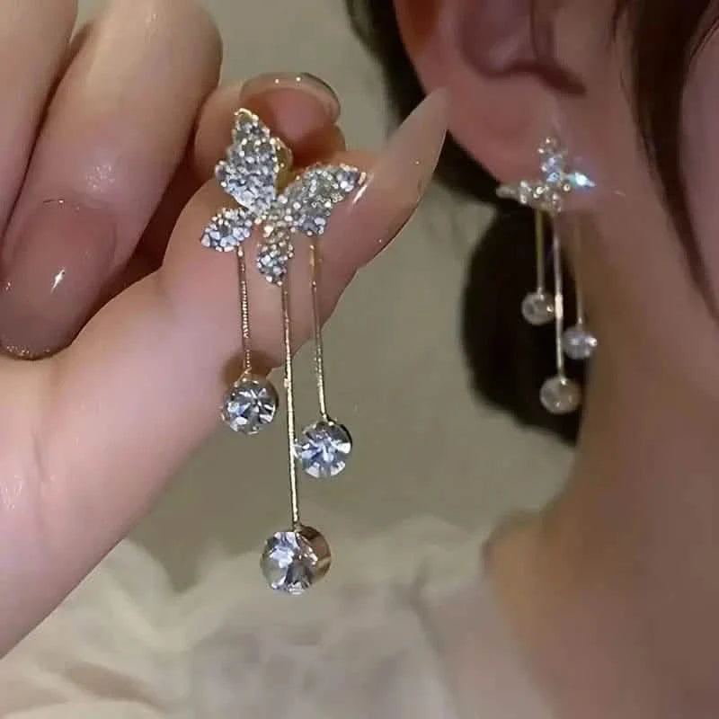 Golden-Tone Alloy Zirconia Dangle Earrings DailySale