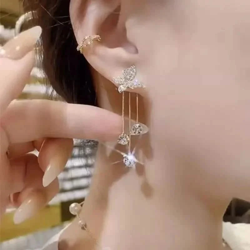 Golden-Tone Alloy Zirconia Dangle Earrings DailySale