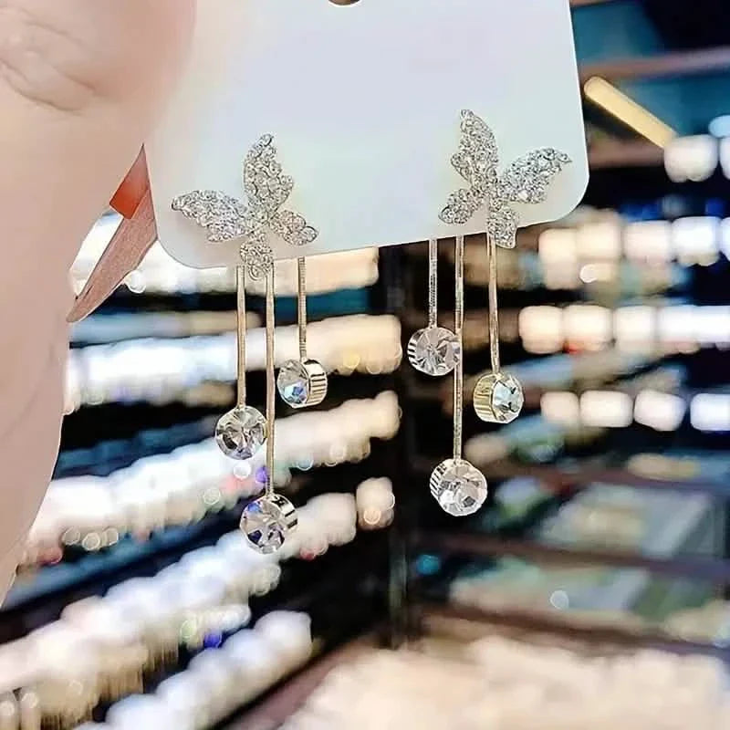 Golden-Tone Alloy Zirconia Dangle Earrings DailySale