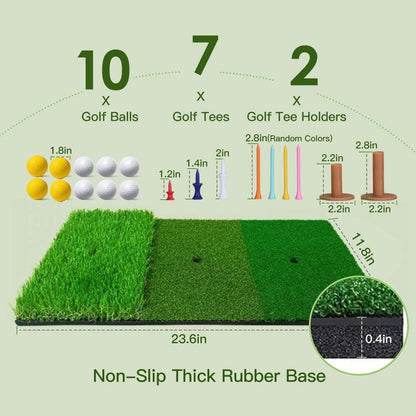 Golf Training Aids Driving Hitting Nets with Tri-Turf Golf Mat Target Cloth 10 Golf Balls 7 Golf Tees 2 Rubber Golf Tee Holders Carry Bag for Indoor Outdoor Sports DailySale