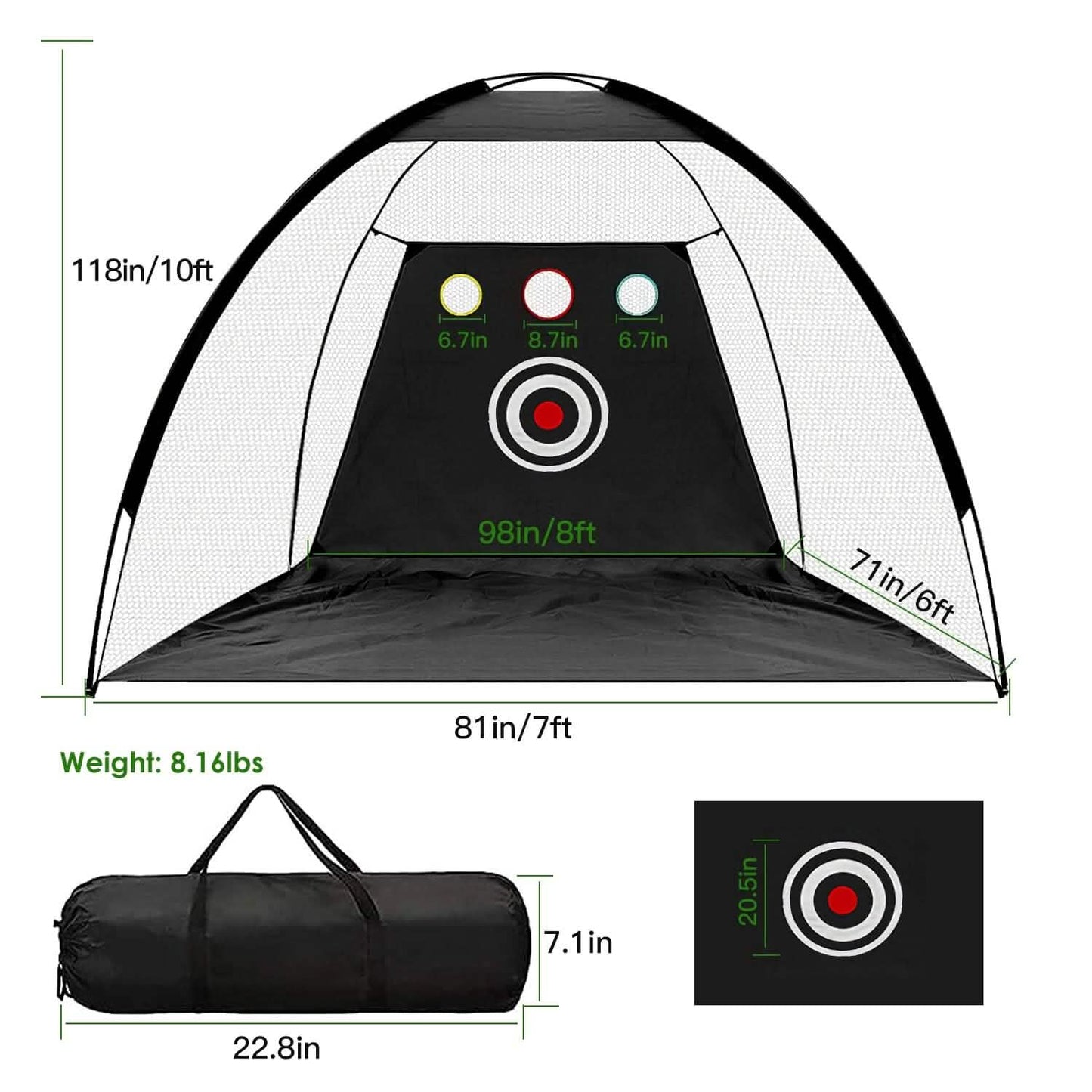 Golf Training Aids Driving Hitting Nets with Tri-Turf Golf Mat Target Cloth 10 Golf Balls 7 Golf Tees 2 Rubber Golf Tee Holders Carry Bag for Indoor Outdoor Sports DailySale