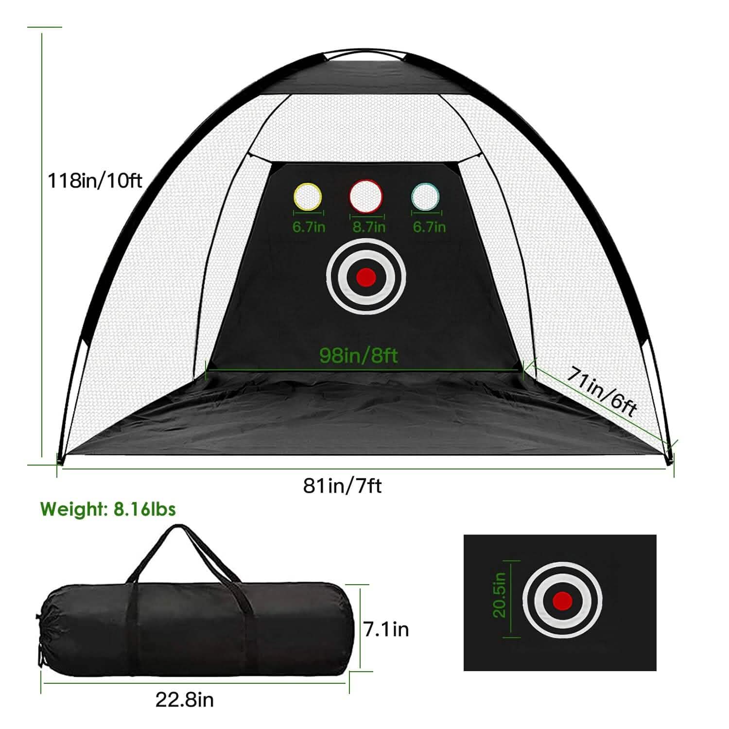Golf Training Aids Driving Hitting Nets with Tri-Turf Golf Mat Target Cloth 10 Golf Balls 7 Golf Tees 2 Rubber Golf Tee Holders Carry Bag for Indoor Outdoor Sports DailySale