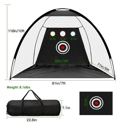 Golf Training Aids Driving Hitting Nets with Tri-Turf Golf Mat Target Cloth 10 Golf Balls 7 Golf Tees 2 Rubber Golf Tee Holders Carry Bag for Indoor Outdoor Sports DailySale