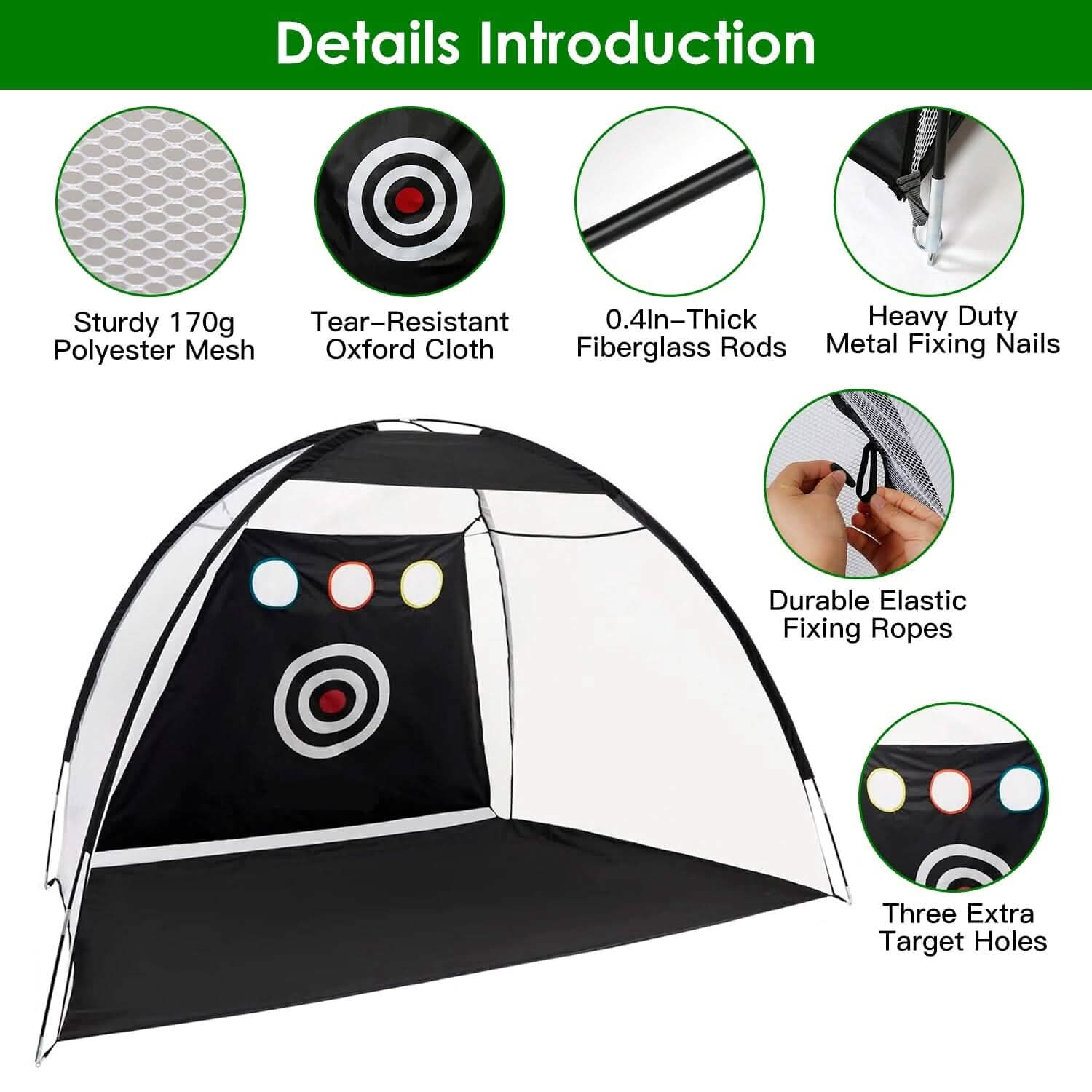 Golf Training Aids Driving Hitting Nets with Tri-Turf Golf Mat Target Cloth 10 Golf Balls 7 Golf Tees 2 Rubber Golf Tee Holders Carry Bag for Indoor Outdoor Sports DailySale