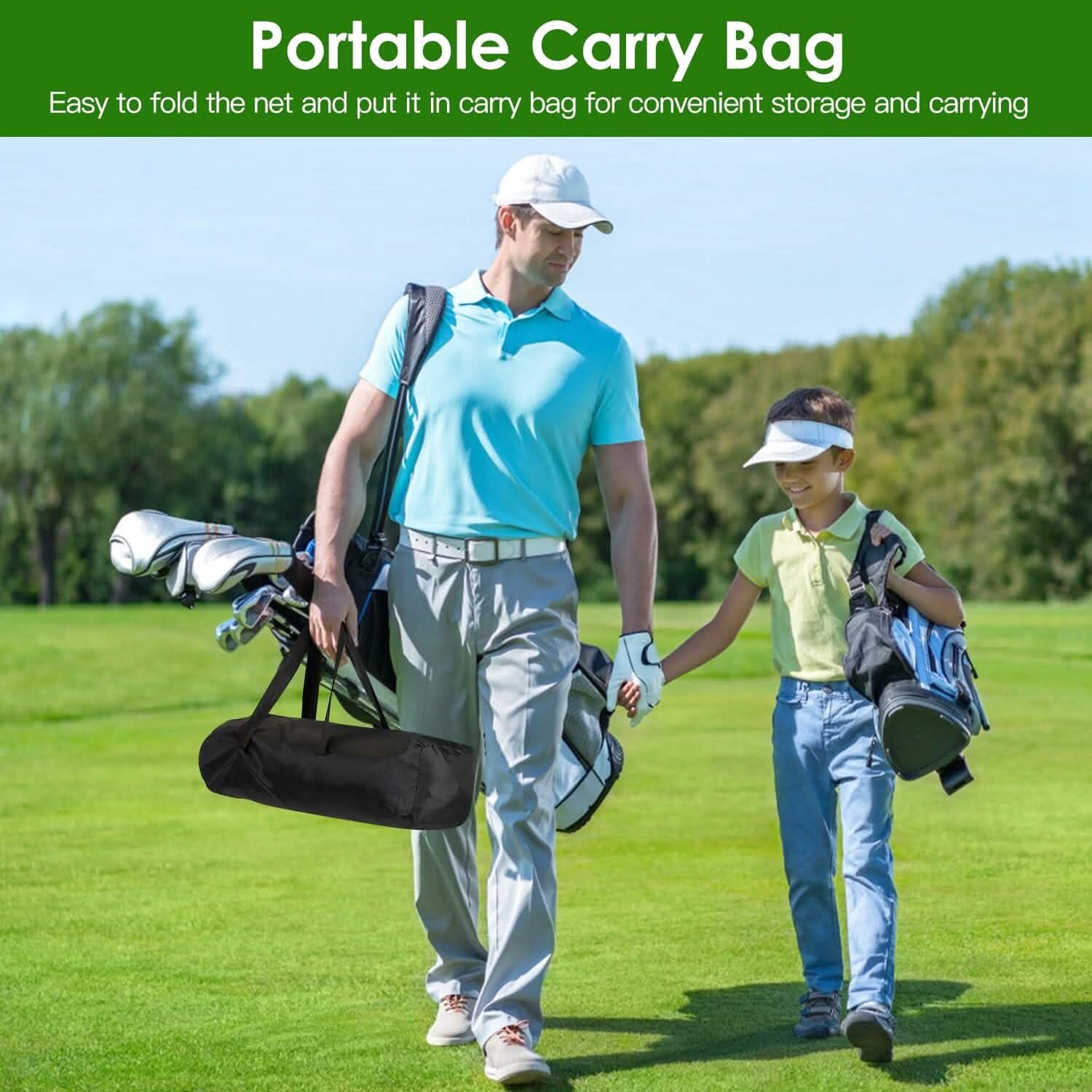 Golf Training Aids Driving Hitting Nets with Tri-Turf Golf Mat Target Cloth 10 Golf Balls 7 Golf Tees 2 Rubber Golf Tee Holders Carry Bag for Indoor Outdoor Sports DailySale