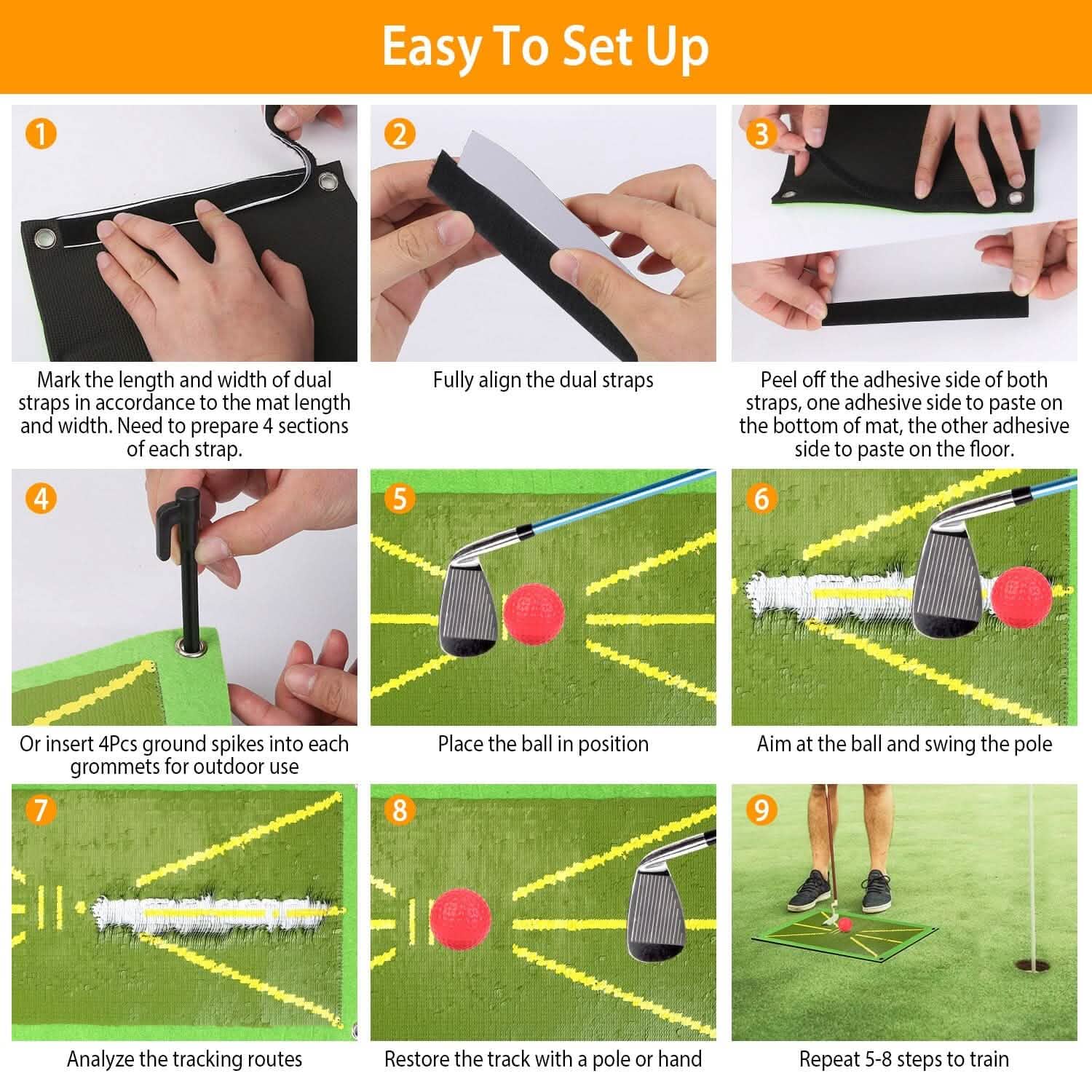 Golf Training Mat for Swing Detection Batting Path Feedback DailySale