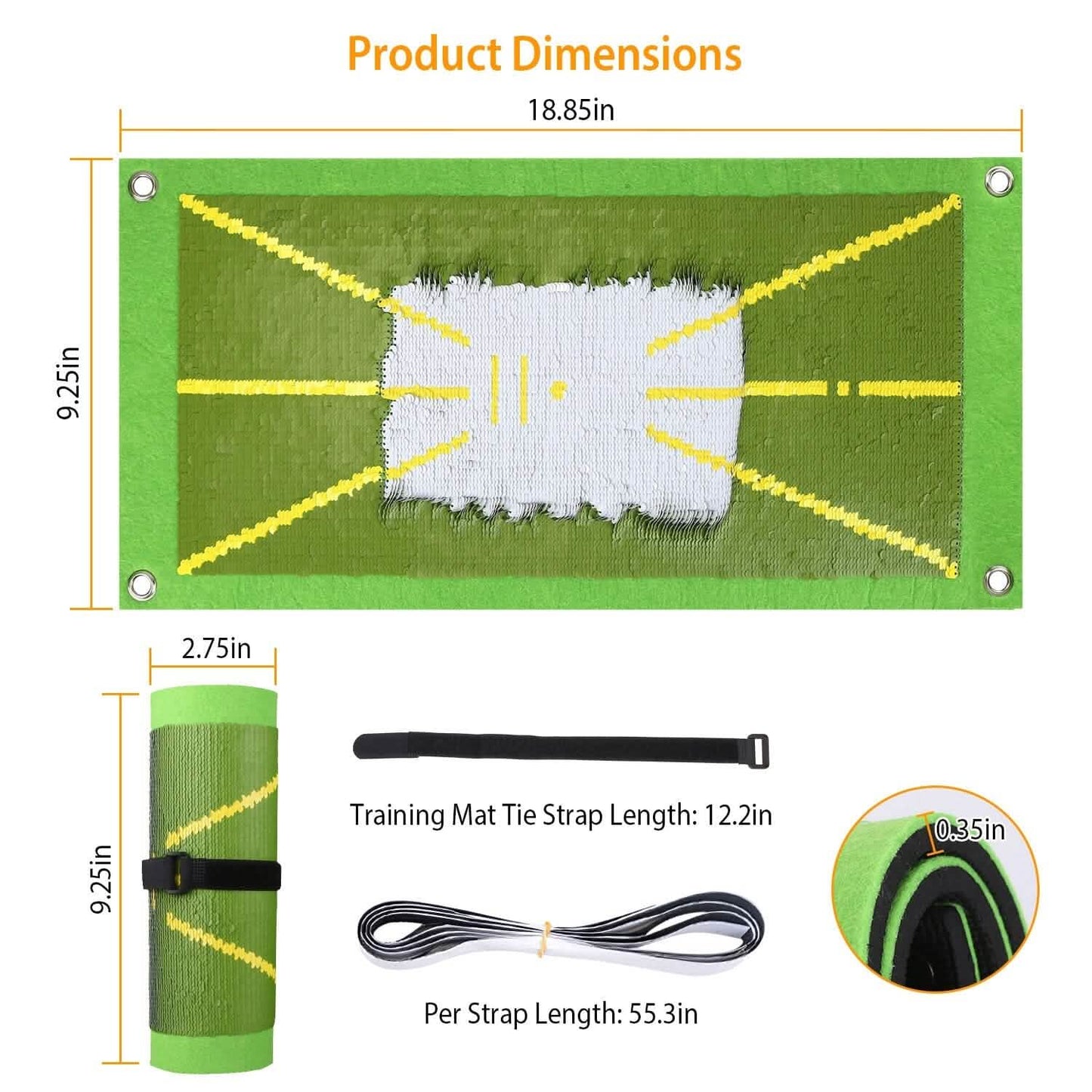 Golf Training Mat for Swing Detection Batting Path Feedback DailySale