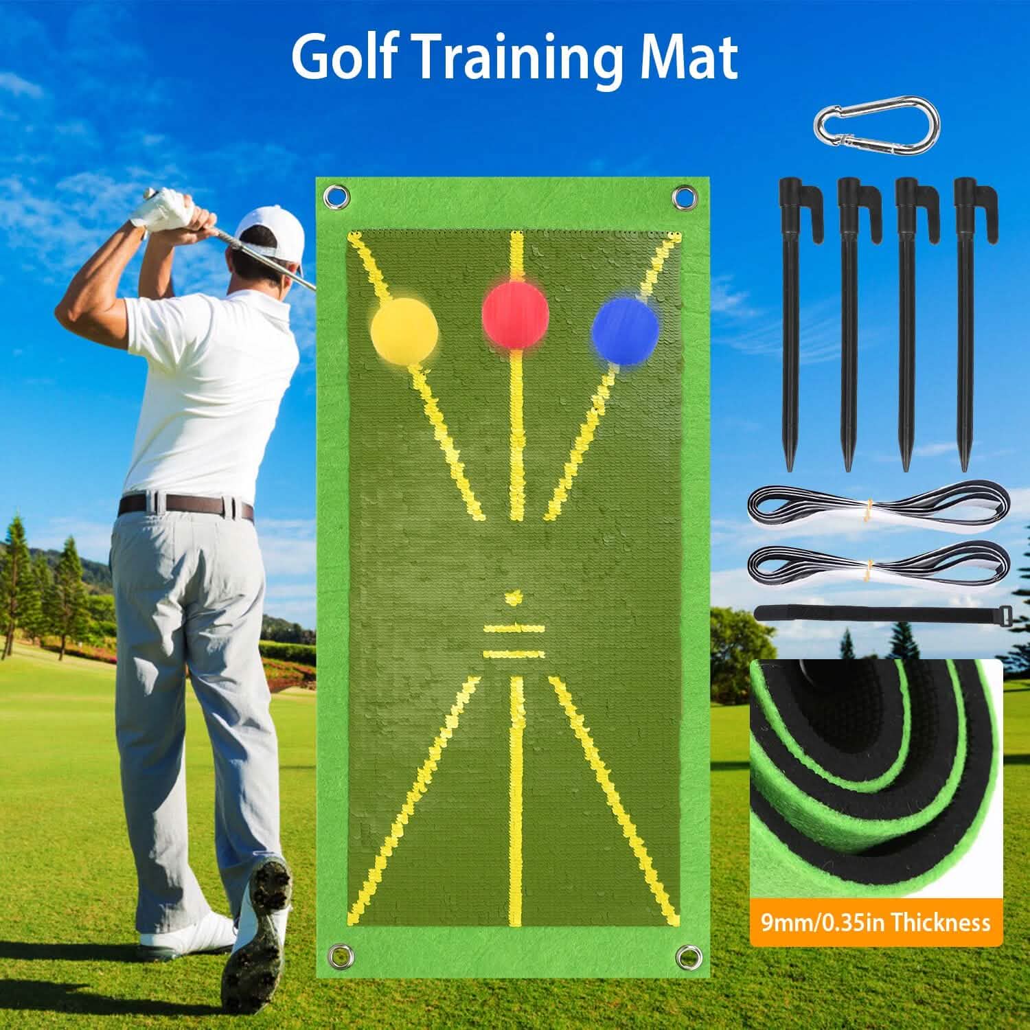 Golf Training Mat for Swing Detection Batting Path Feedback DailySale