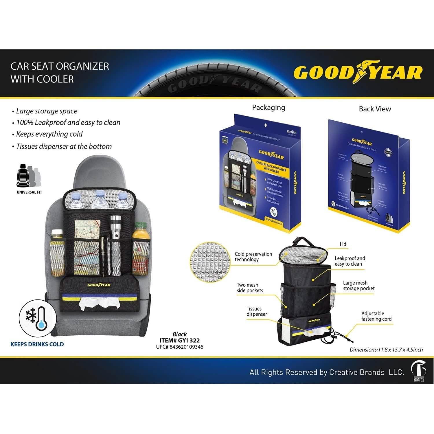 Goodyear Car Seat Organizer with Cooler DailySale