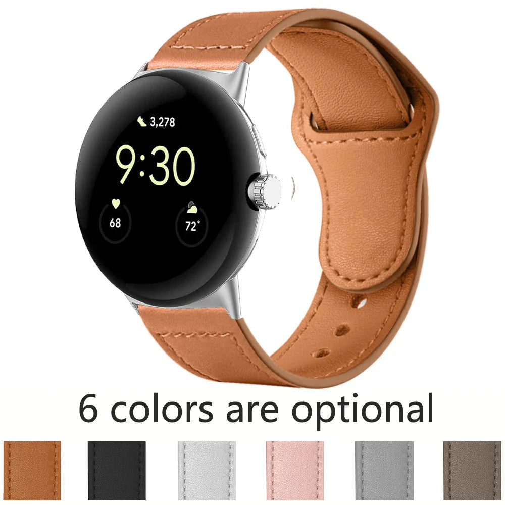 Google Pixel Watch 1-4 41mm 45mm Leather Strap - Slim BandsCo Straps