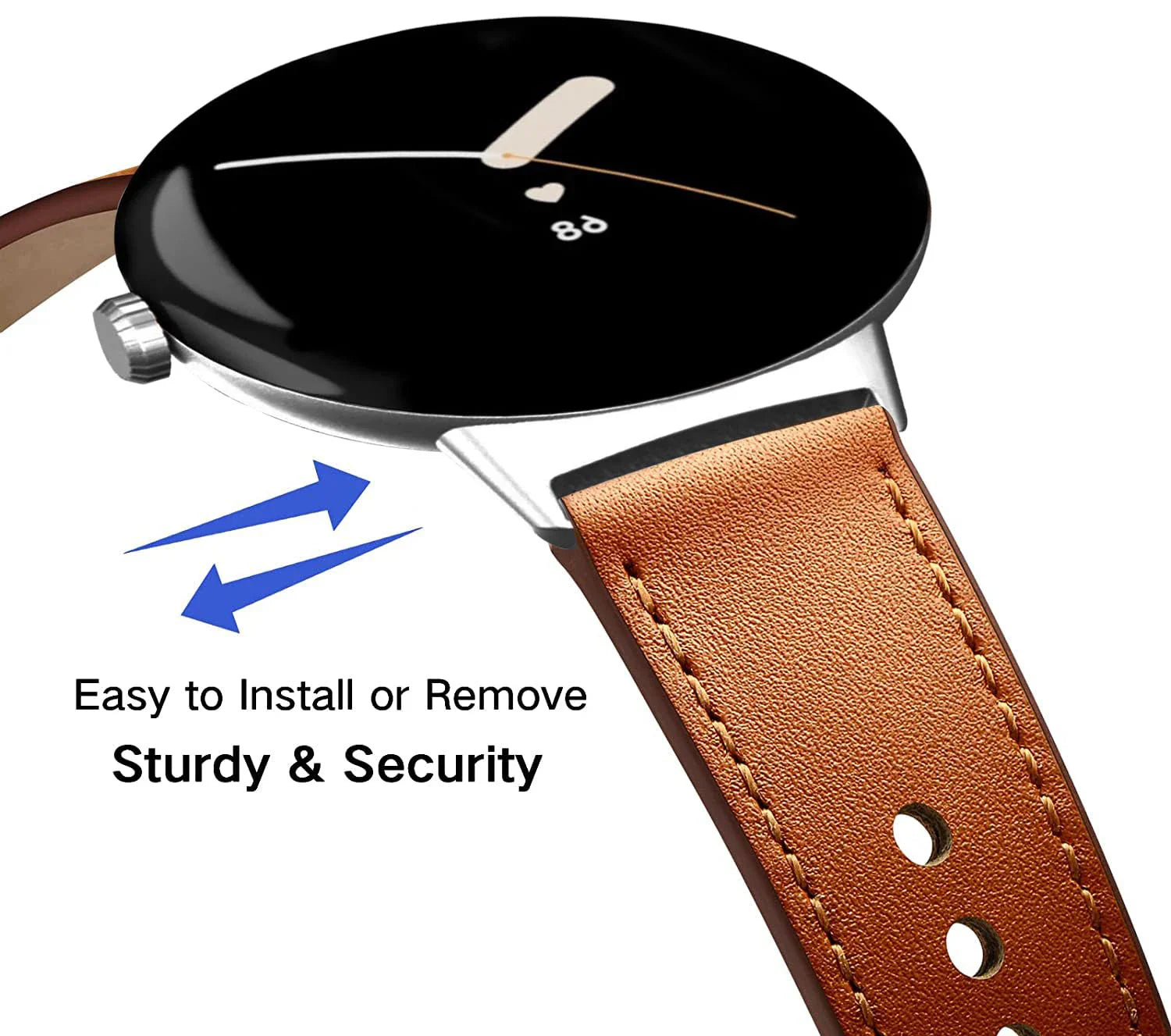 Google Pixel Watch 1-4 41mm 45mm Leather Strap - Slim BandsCo Straps