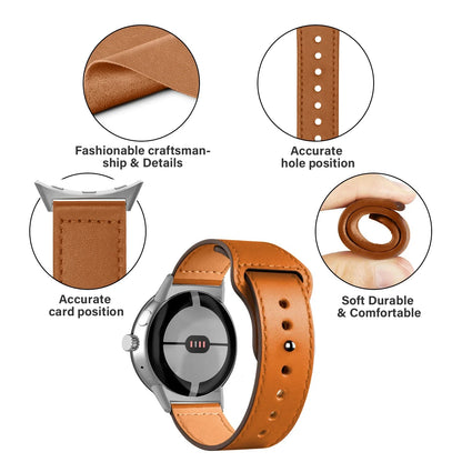 Google Pixel Watch 1-4 41mm 45mm Leather Strap - Slim BandsCo Straps