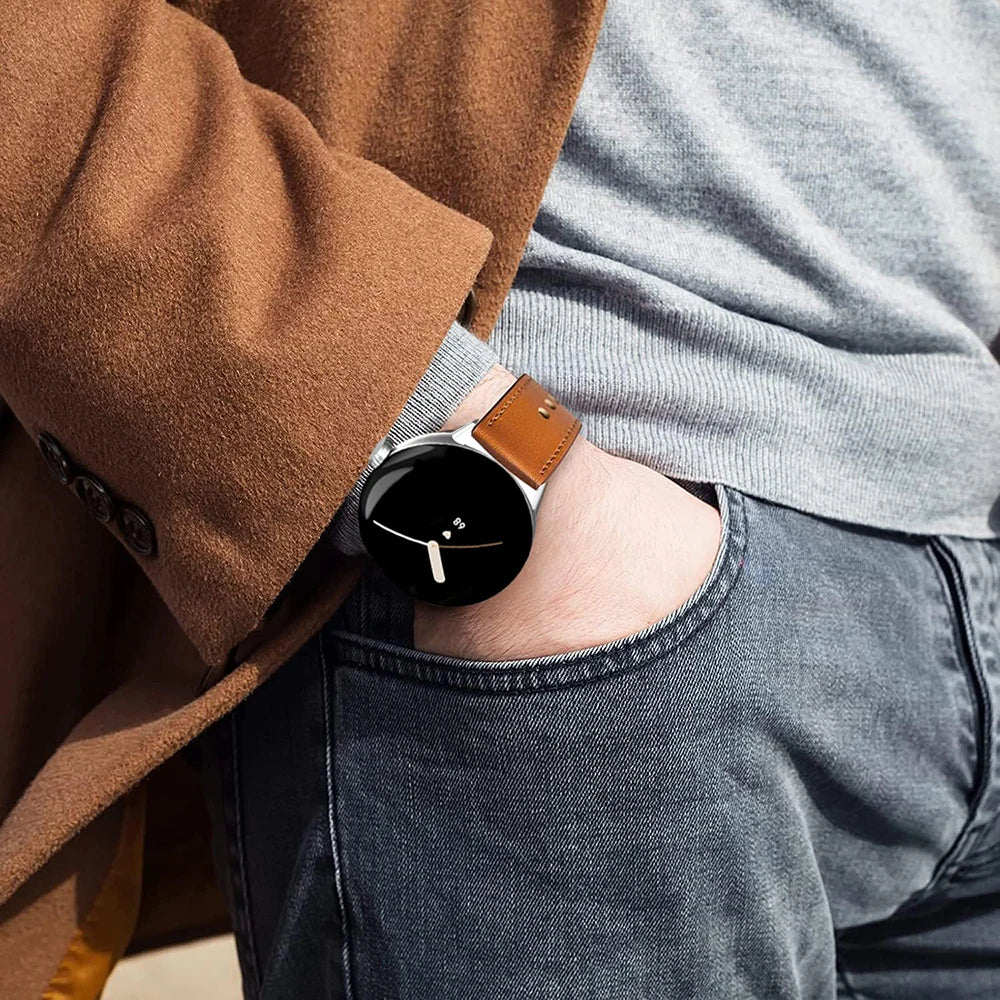Google Pixel Watch 1-4 41mm 45mm Leather Strap - Slim BandsCo Straps