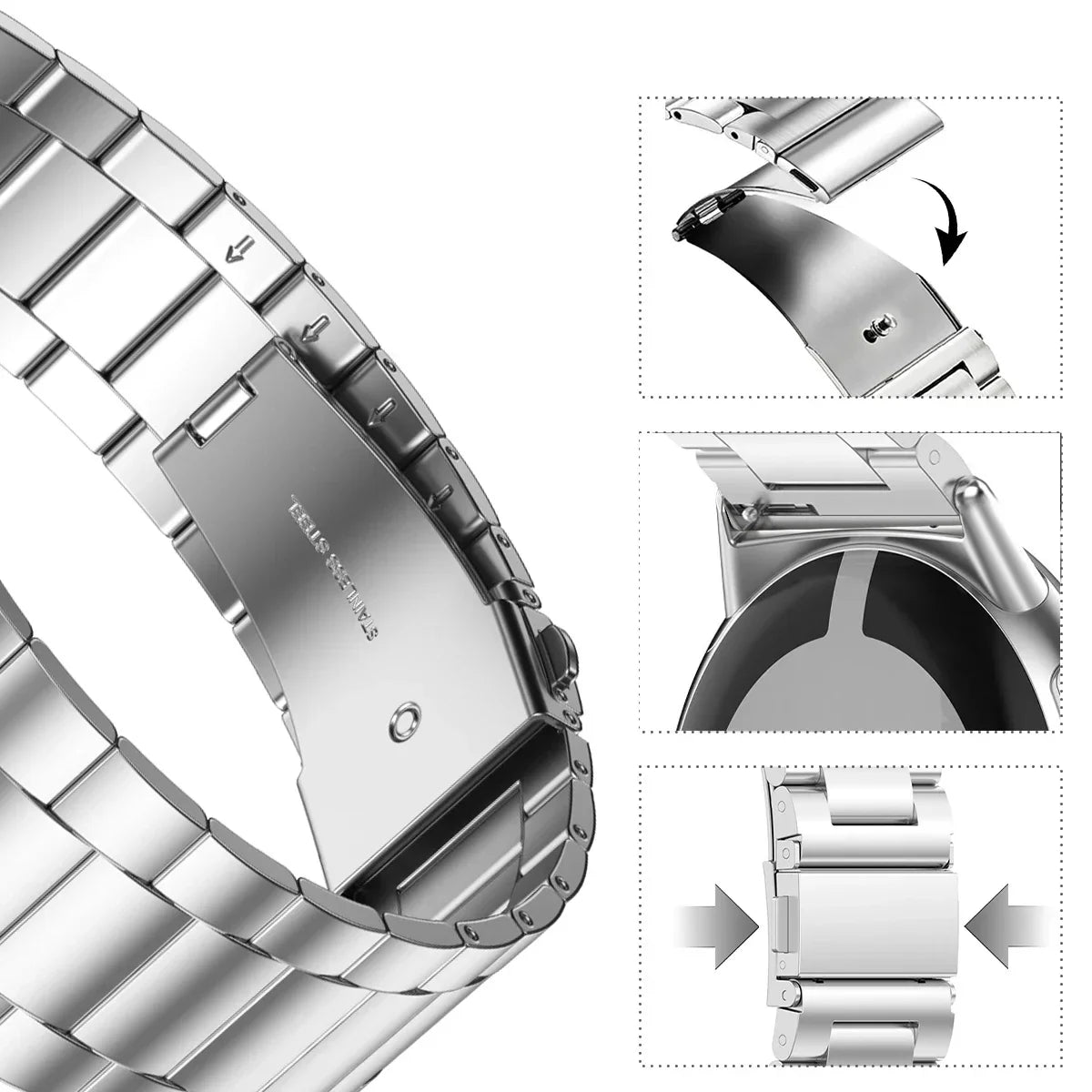Google Pixel 1 2 3 4 41mm/45mm Stainless Steel Band - Sleek BandsCo Straps