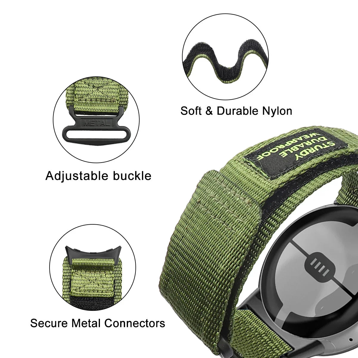 Google Pixel 1 2 3 4 41mm 45mm Nylon Band - Tough Durable BandsCo Straps