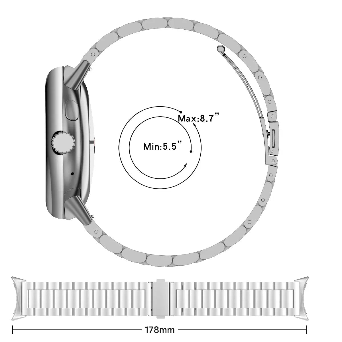 Google Pixel 1 2 3 4 41mm/45mm Stainless Steel Band - Sleek BandsCo Straps