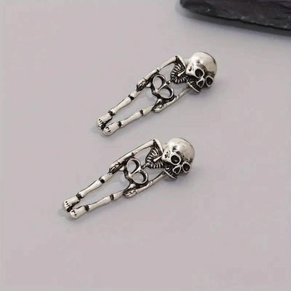 Gothic Dark Wind Skull Skeleton Hanging Earrings DailySale