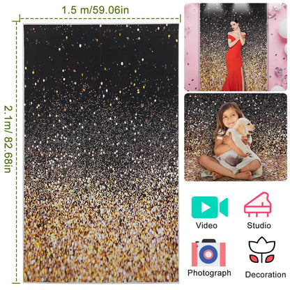 Gradual Glitter Black Gold Bokeh Spots Photography Background DailySale