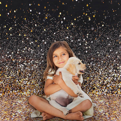 Gradual Glitter Black Gold Bokeh Spots Photography Background DailySale