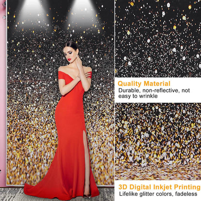 Gradual Glitter Black Gold Bokeh Spots Photography Background DailySale