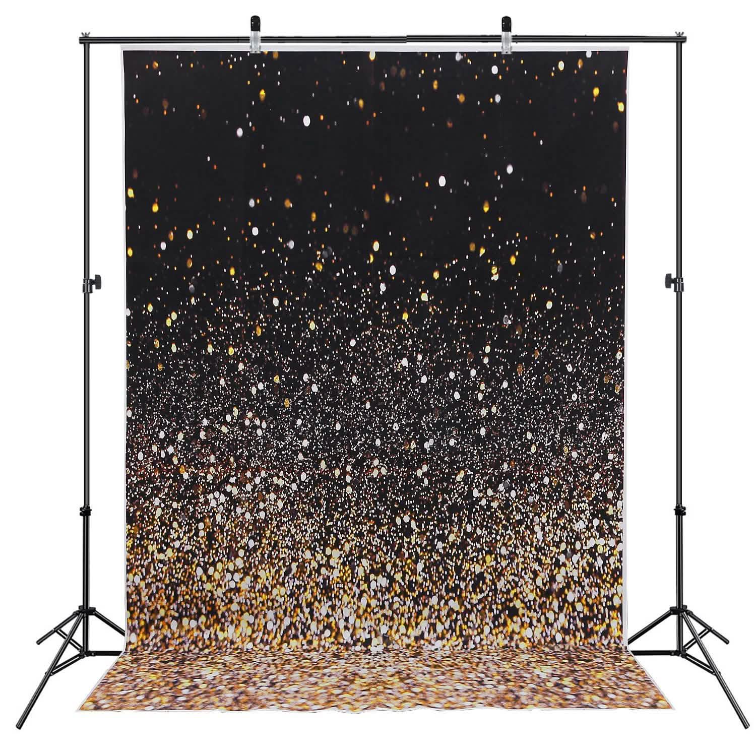 Gradual Glitter Black Gold Bokeh Spots Photography Background DailySale