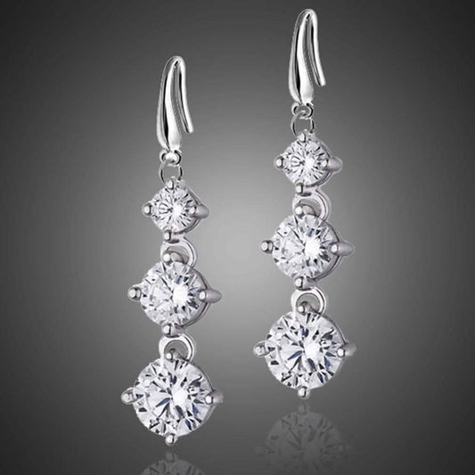 Graduated Drop Earrings with Swarovski Crystals DailySale