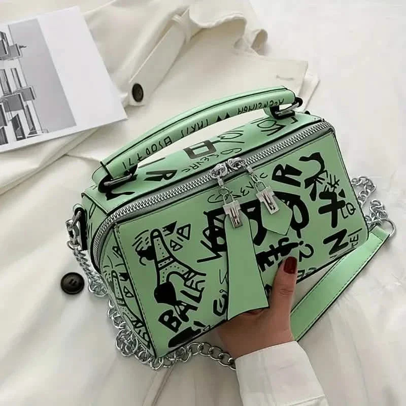 Graffiti Trendy Chain Crossbody Bag for Women DailySale