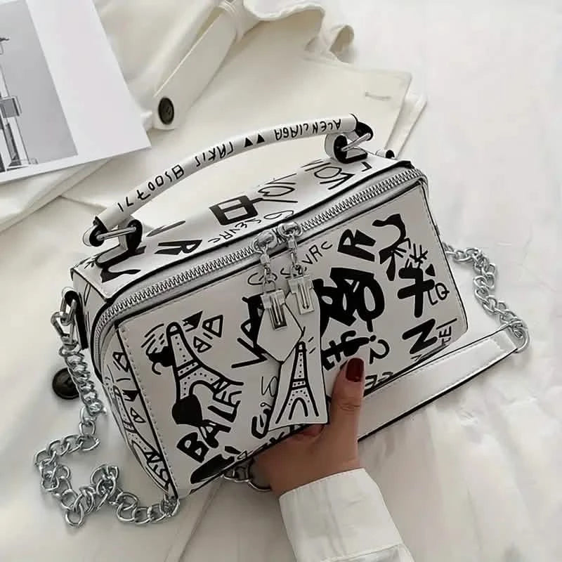 Graffiti Trendy Chain Crossbody Bag for Women DailySale