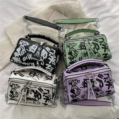 Graffiti Trendy Chain Crossbody Bag for Women DailySale