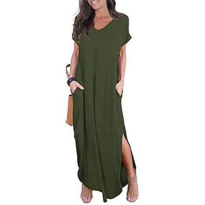 Women's Casual Loose Pocket Split Maxi Dress DailySale