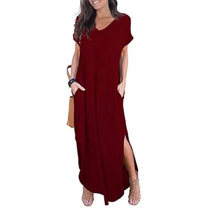 Women's Casual Loose Pocket Split Maxi Dress DailySale