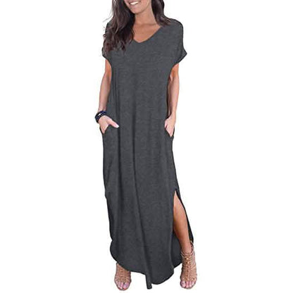 Women's Casual Loose Pocket Split Maxi Dress DailySale