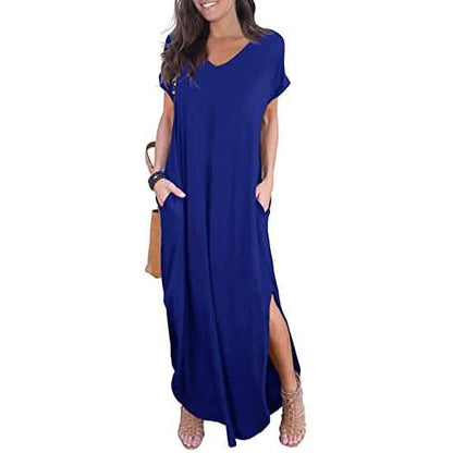 Women's Casual Loose Pocket Split Maxi Dress DailySale