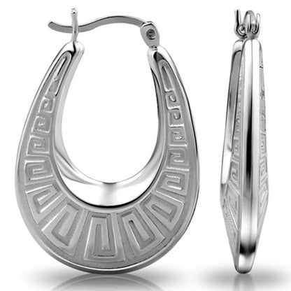 Greek Key Design Oval Hoop Earrings By Paolo Fortelini DailySale