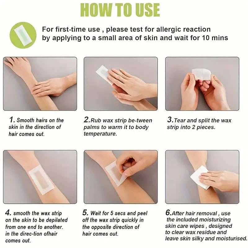 20-Pack: Green Aloe Vera Hair Removal Wax Strips DailySale