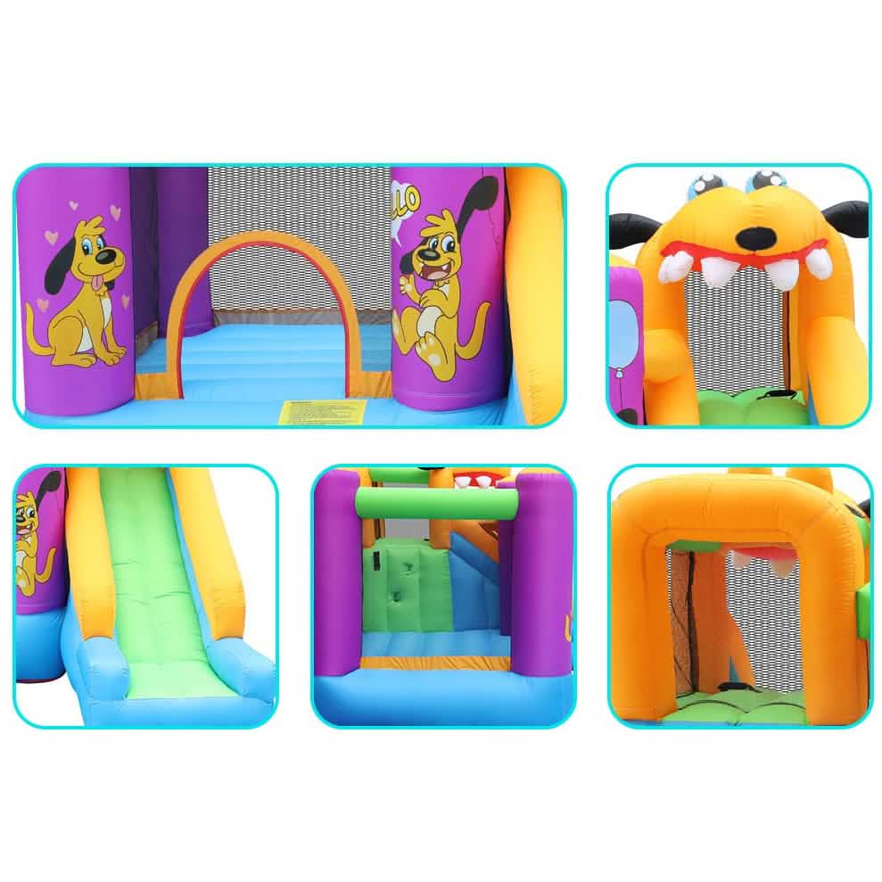 Green Dog Bouncy Castle House Slide and Jump 450W Blower DailySale