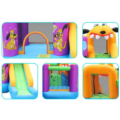 Green Dog Bouncy Castle House Slide and Jump 450W Blower DailySale