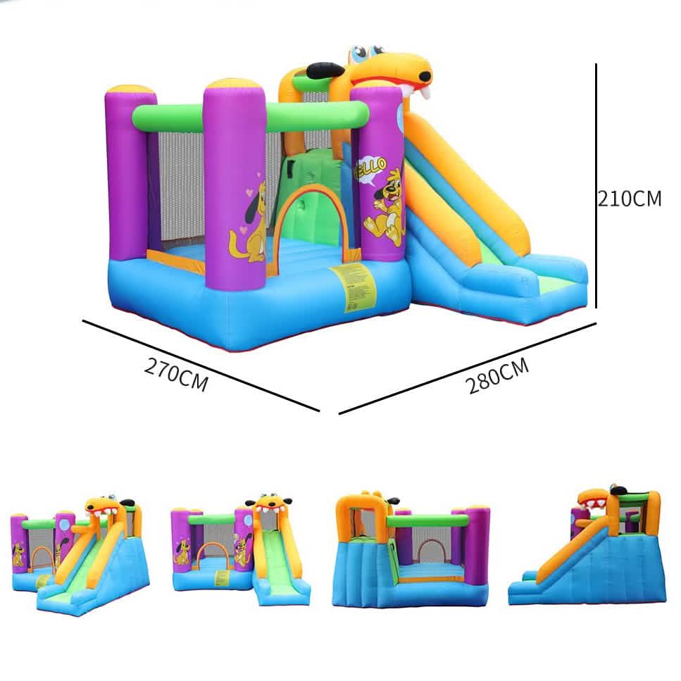 Green Dog Bouncy Castle House Slide and Jump 450W Blower DailySale