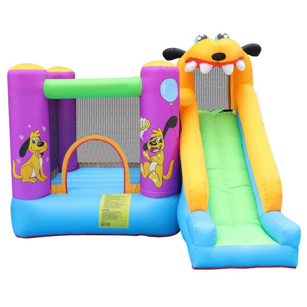 Green Dog Bouncy Castle House Slide and Jump 450W Blower DailySale