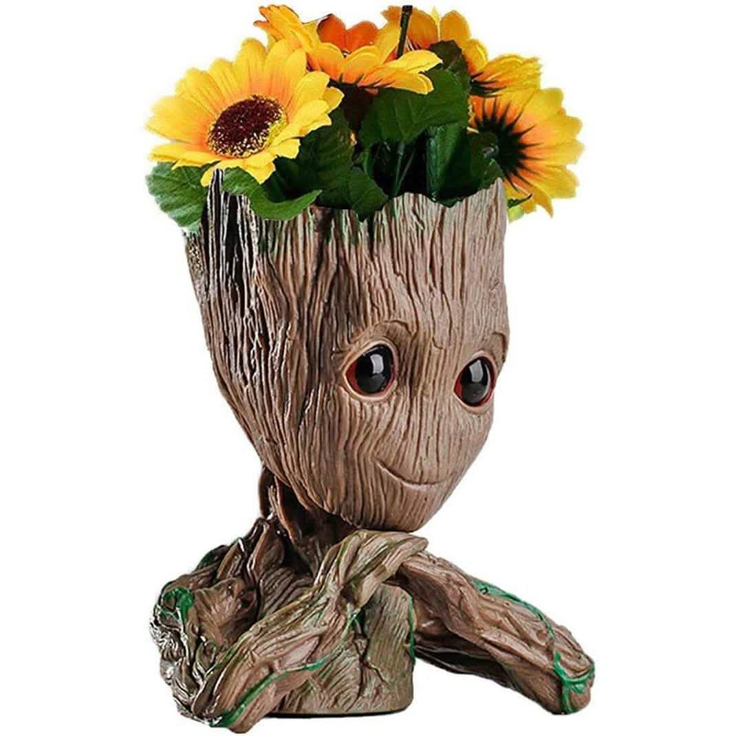Groot Pen Pot Tree Man Pens Holder or Flower Pot with Drainage Hole DailySale
