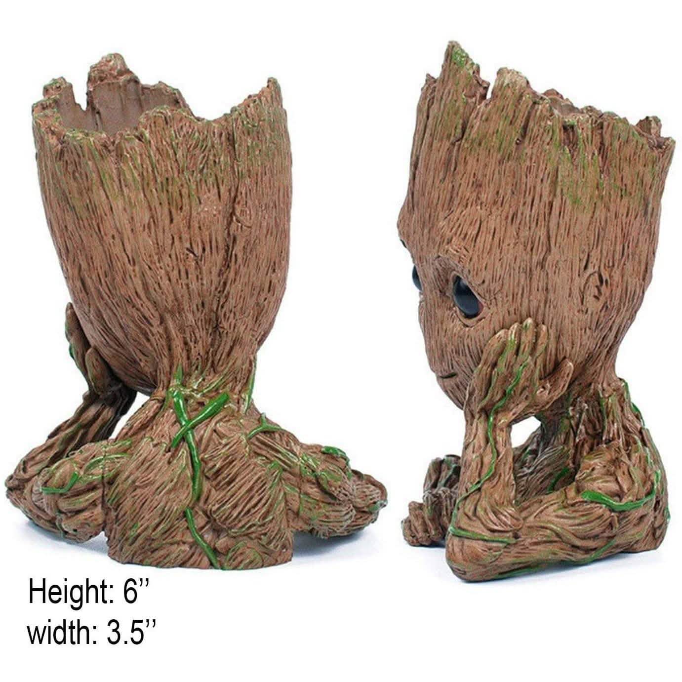 Groot Pen Pot Tree Man Pens Holder or Flower Pot with Drainage Hole DailySale