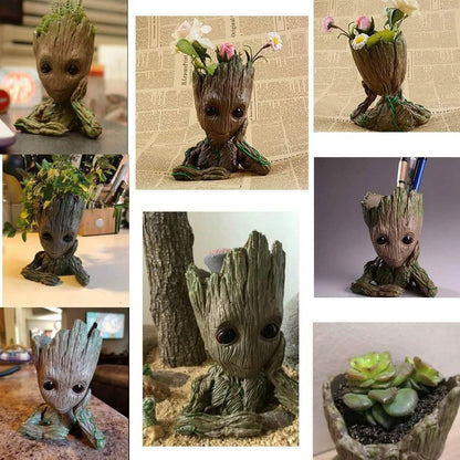 Groot Pen Pot Tree Man Pens Holder or Flower Pot with Drainage Hole DailySale