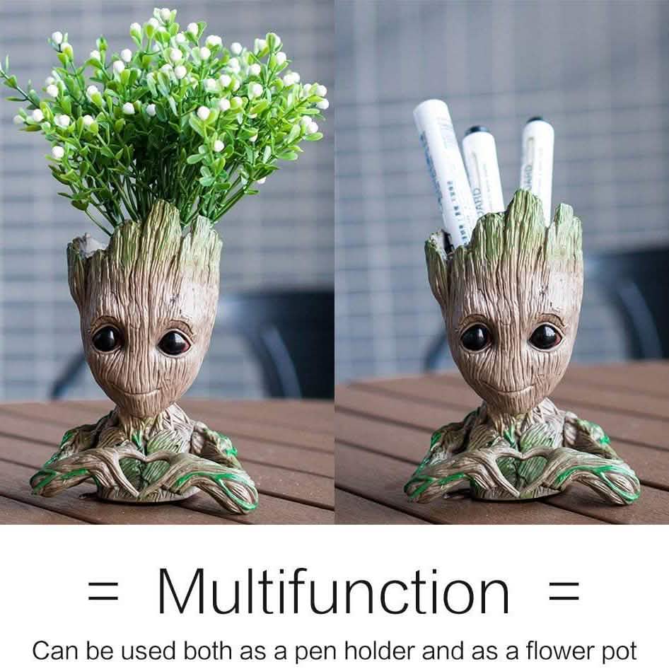 Groot Pen Pot Tree Man Pens Holder or Flower Pot with Drainage Hole DailySale