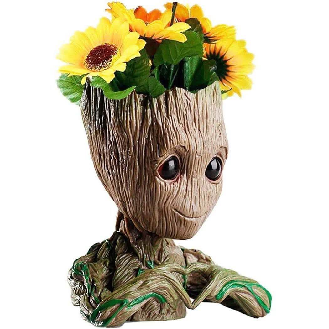 Groot Pen Pot Tree Man Pens Holder or Flower Pot with Drainage Hole DailySale