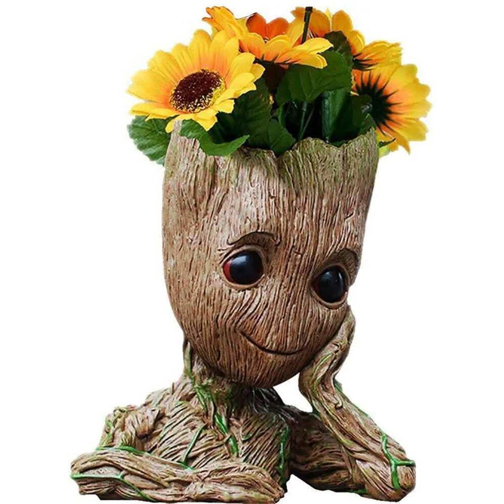 Groot Pen Pot Tree Man Pens Holder or Flower Pot with Drainage Hole DailySale