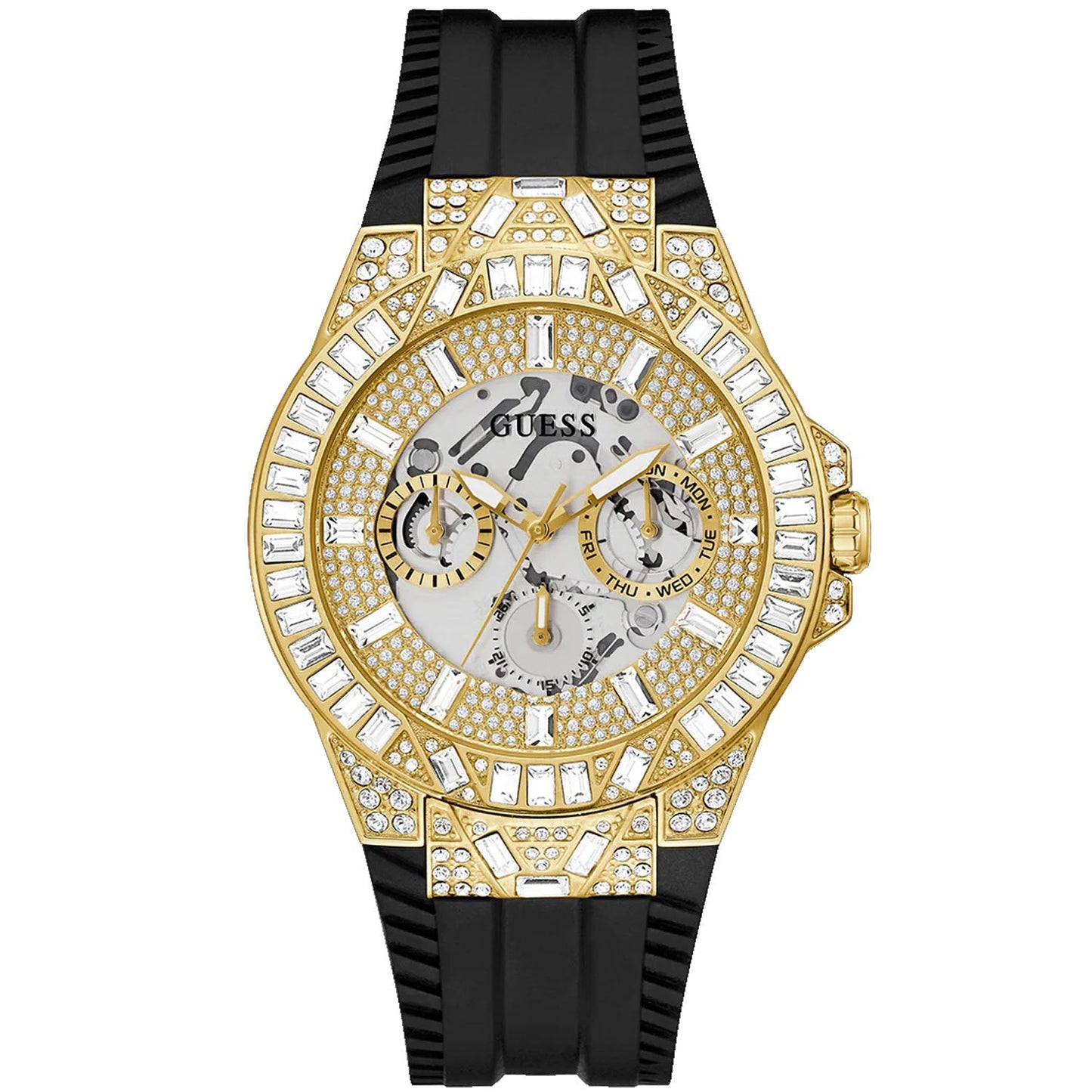 Guess Men's Black Gold Tone Multi-function Bids.com