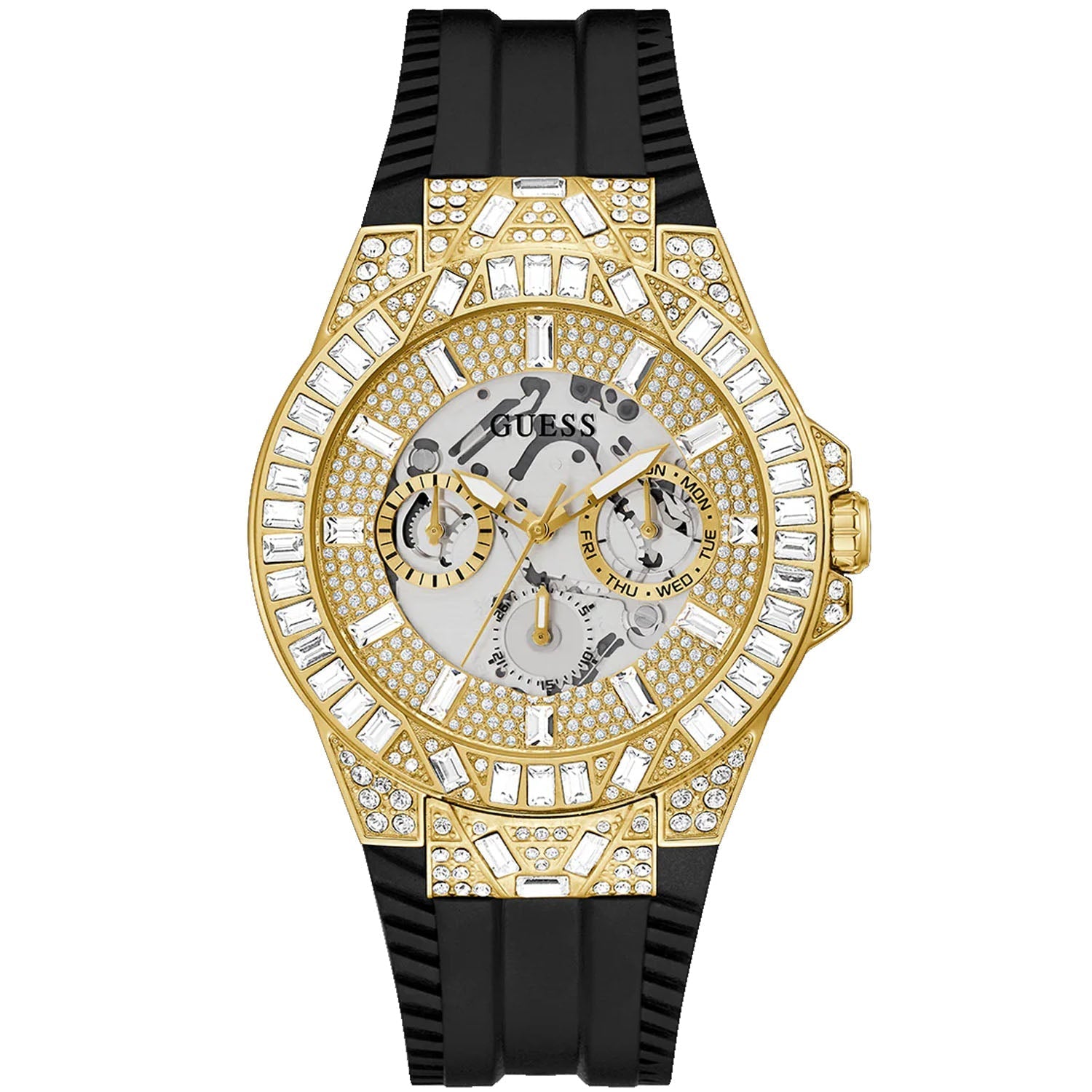 Guess Men's Black Gold Tone Multi-function Bids.com