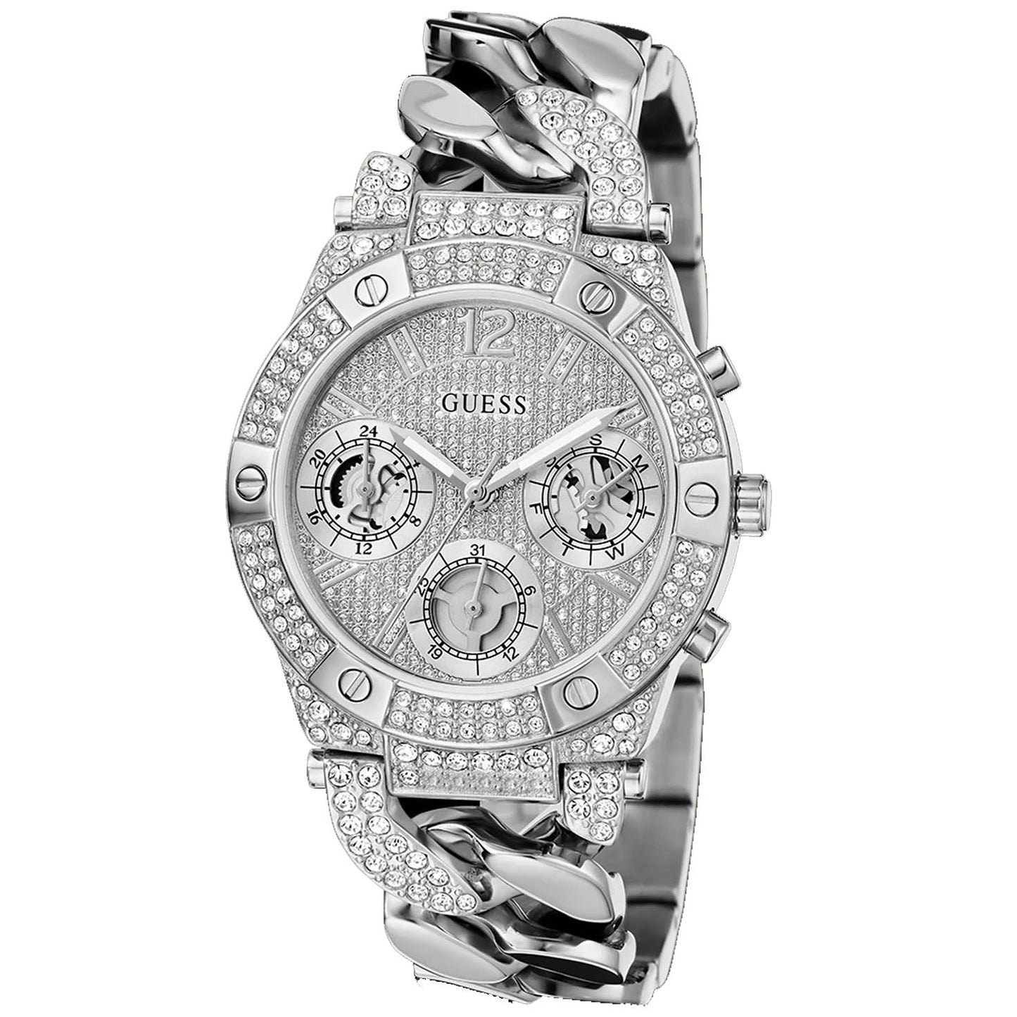 Guess Women's Trend Silver Tone Multi-function Bids.com