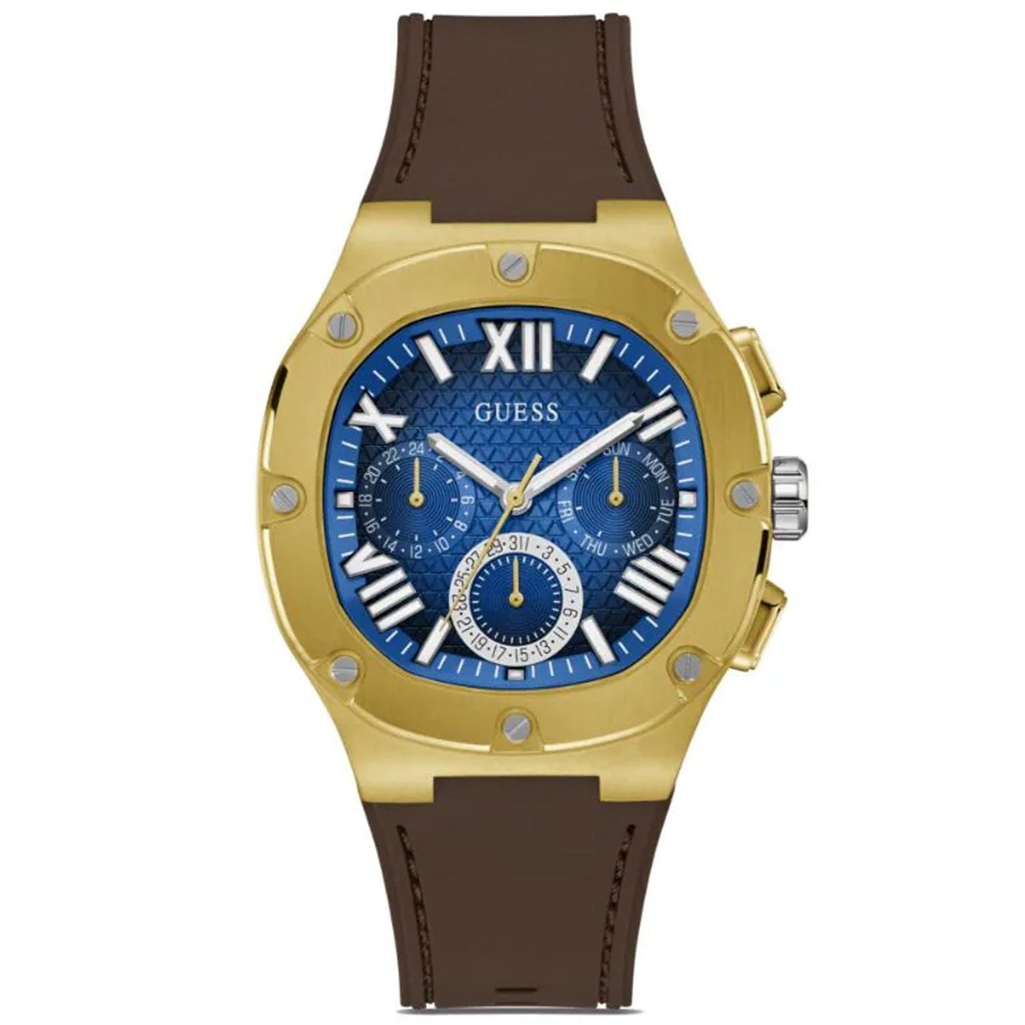 Guess Men's Brown Gold Tone Multi-function Bids.com