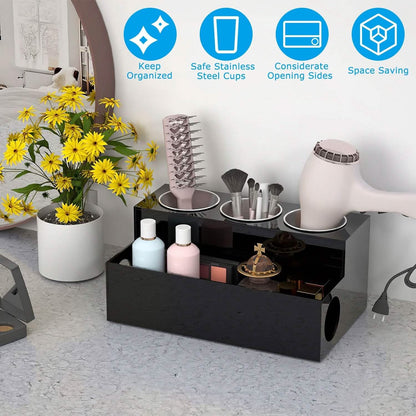 Hair Dryer Organizer with 3 Stainless Steel Cups DailySale